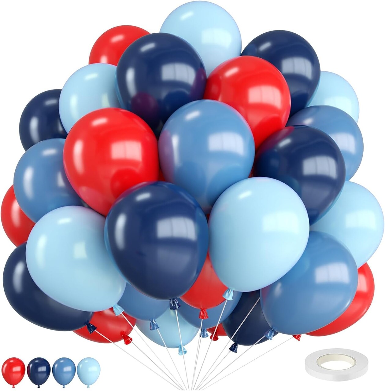 Red and Blue Balloons,12 Inch Navy Blue Macaron Blue and Dark Blue with Matte Red Balloons,for Birthday Wedding Baby Shower Superhero Theme Party Decorations